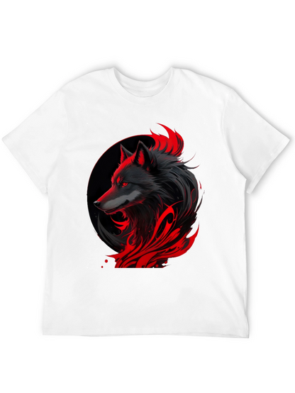 Black Wolf Graphic Tee - Red Accents