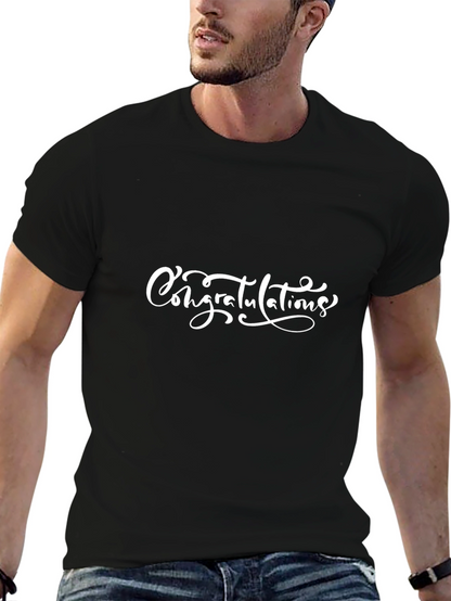 Congrats Graphic Tee - Black Cotton T-Shirt