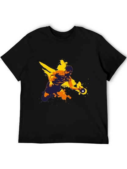 Ping Pong Player Graphic Tee - Black