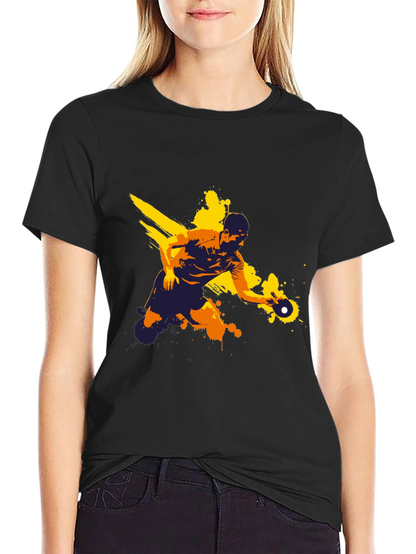 Ping Pong Player Graphic Tee - Black