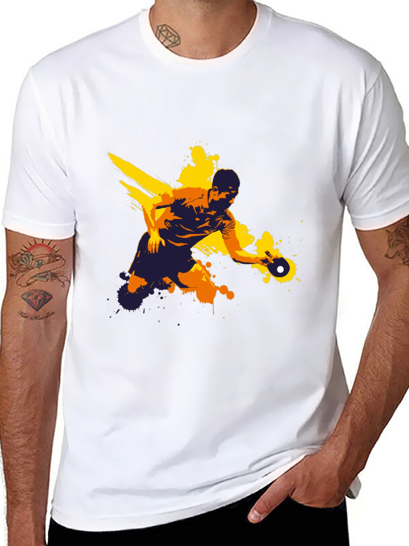 Ping Pong Player Graphic Tee - Black