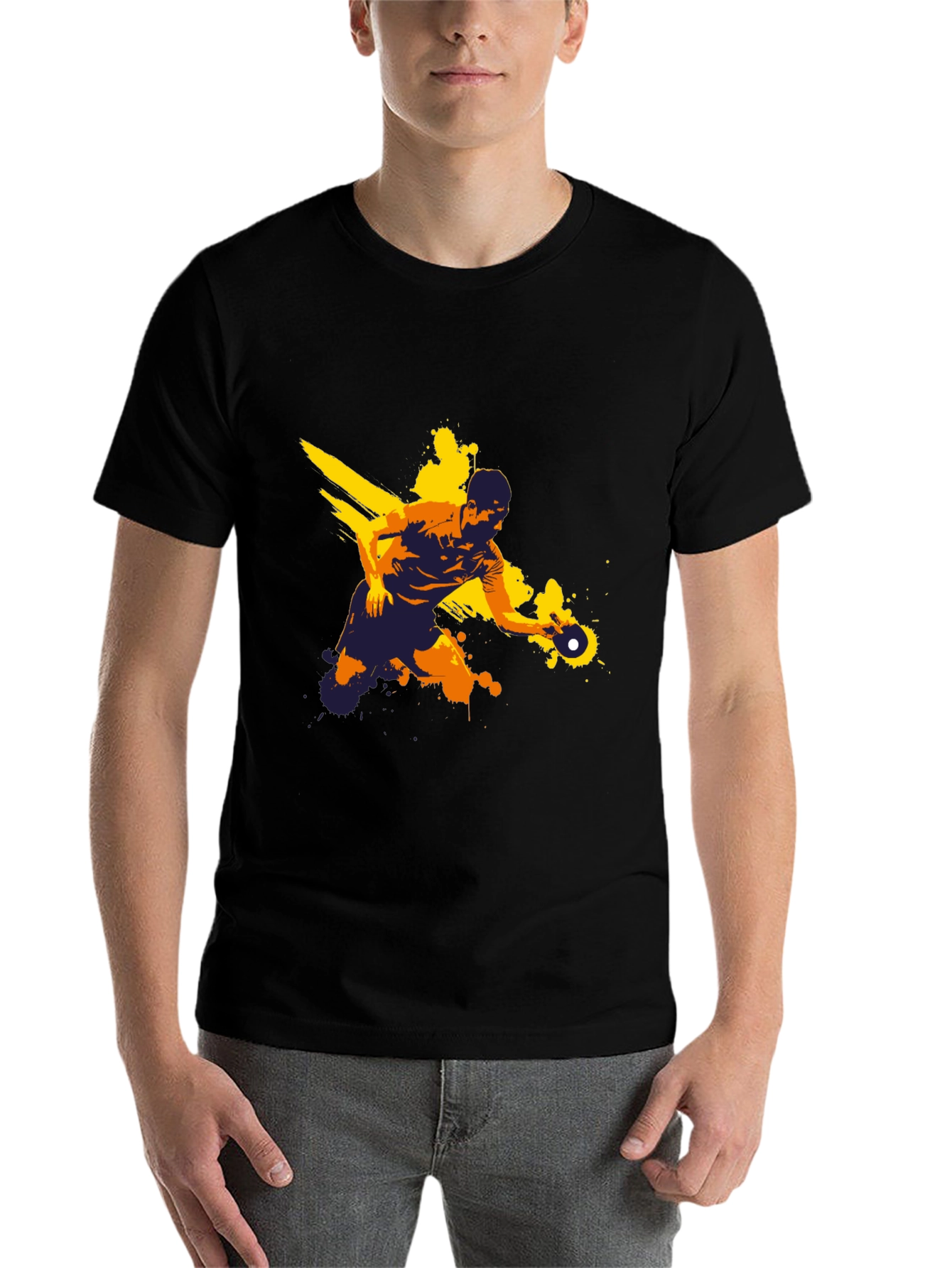 Ping Pong Player Graphic Tee - Black