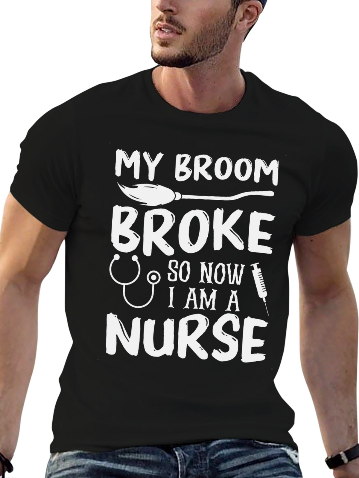 My Broom Broke Now Im A Nurse Funny T-Shirt