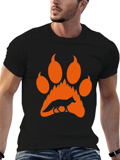 Fox Paw Print Graphic Tee - Nature Inspired