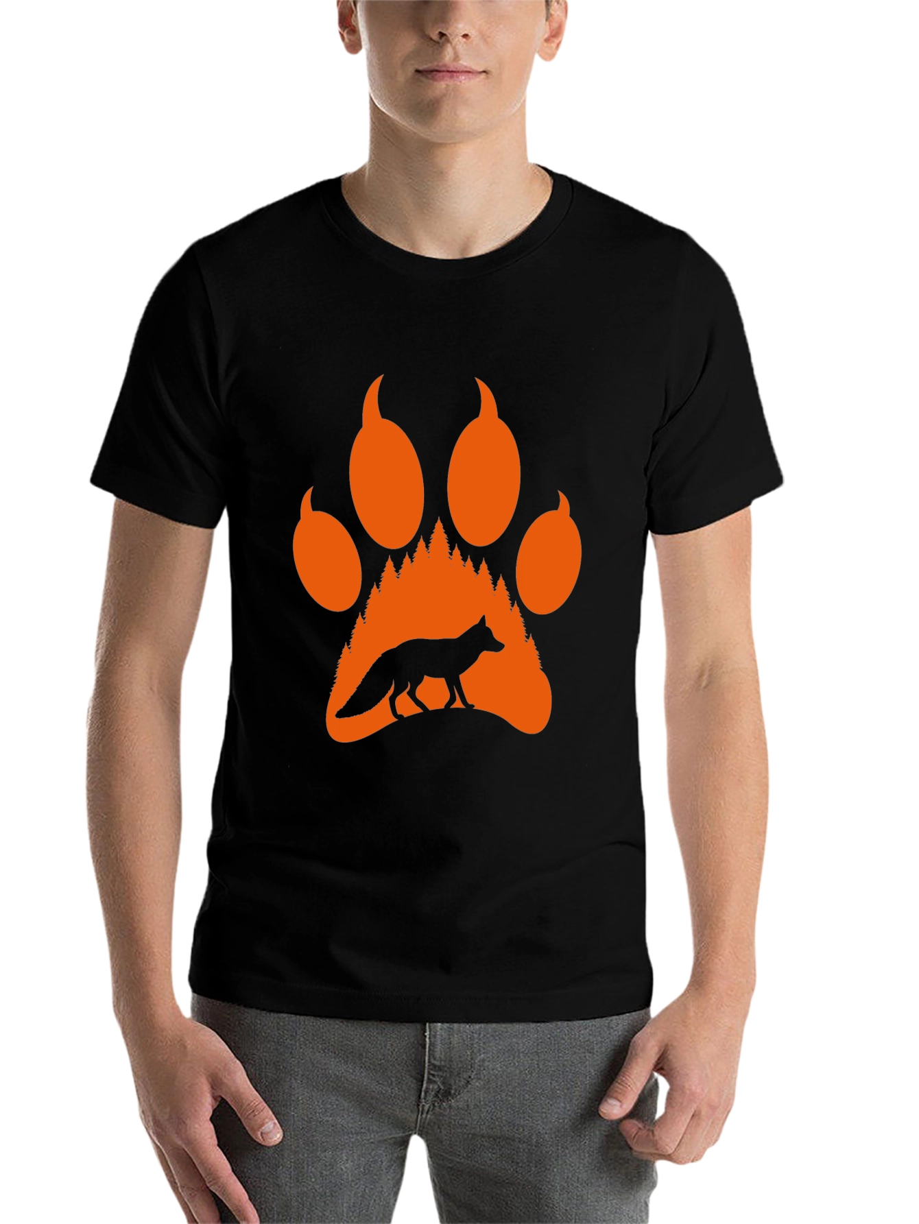 Fox Paw Print Graphic Tee - Nature Inspired