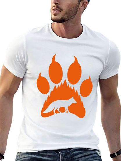 Fox Paw Print Graphic Tee - Nature Inspired
