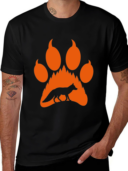 Fox Paw Print Graphic Tee - Nature Inspired