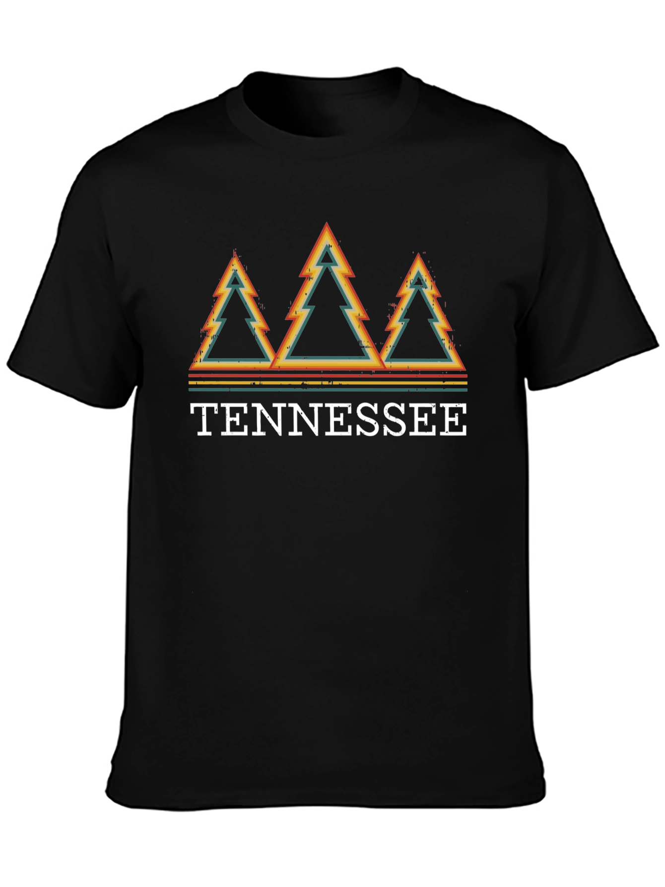 Tennessee Retro Trees Graphic T-Shirt - Black
