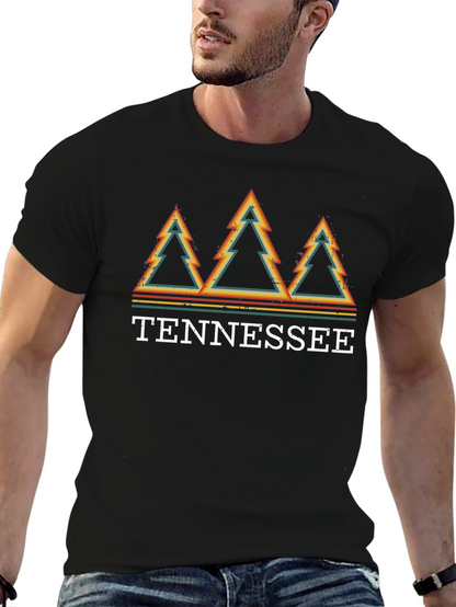 Tennessee Retro Trees Graphic T-Shirt - Black