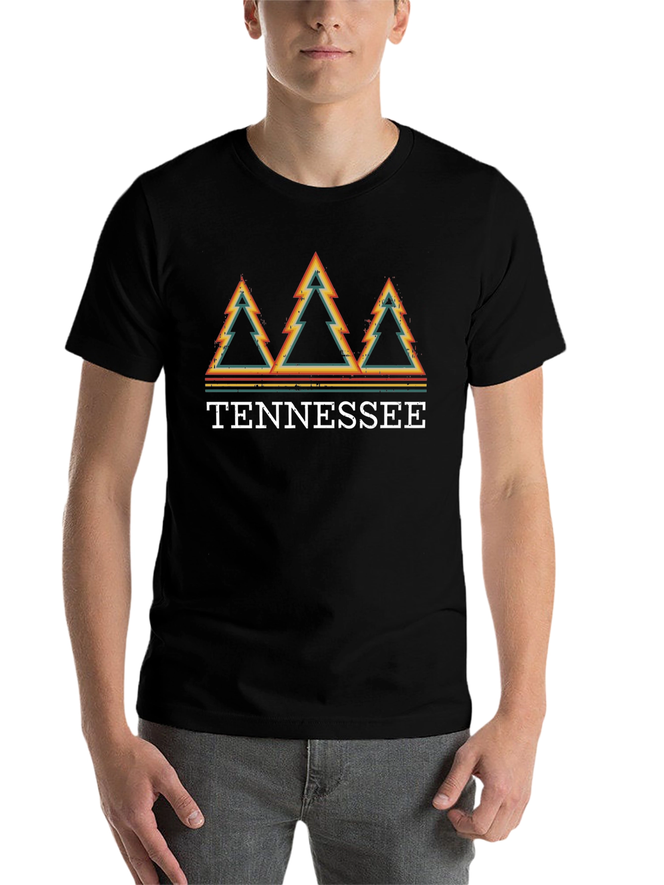 Tennessee Retro Trees Graphic T-Shirt - Black