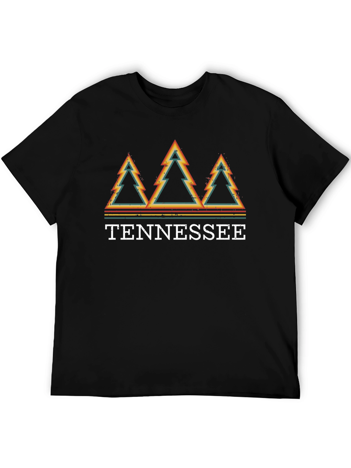 Tennessee Retro Trees Graphic T-Shirt - Black