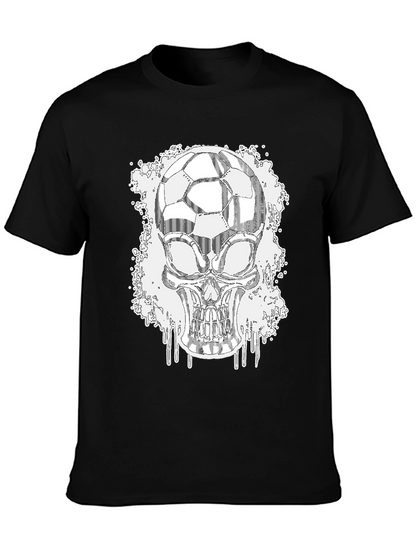 Soccer Skull Graphic Tee - Black Short Sleeve