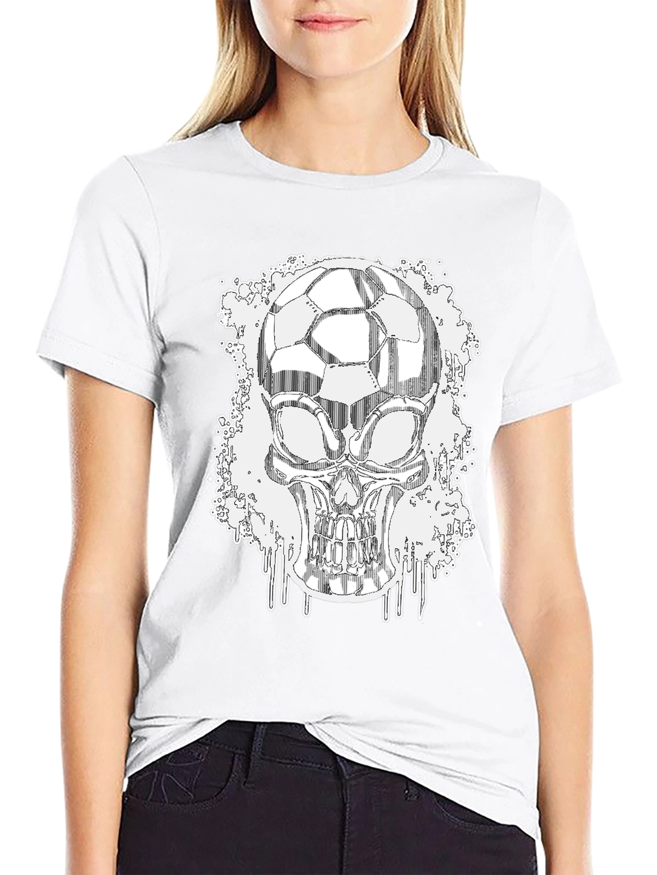 Soccer Skull Graphic Tee - Black Short Sleeve