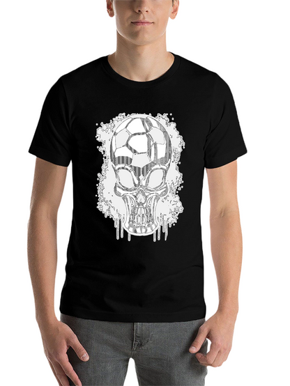 Soccer Skull Graphic Tee - Black Short Sleeve