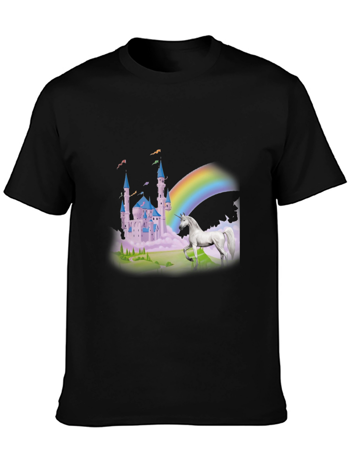 Unicorn Castle Rainbow Graphic Tee