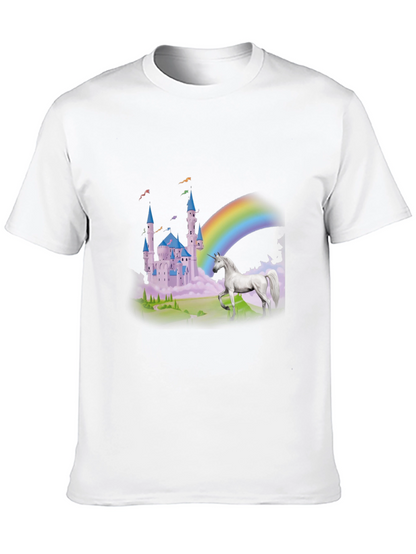 Unicorn Castle Rainbow Graphic Tee