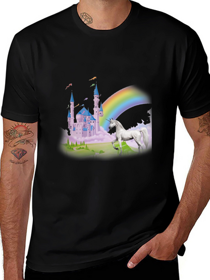 Unicorn Castle Rainbow Graphic Tee