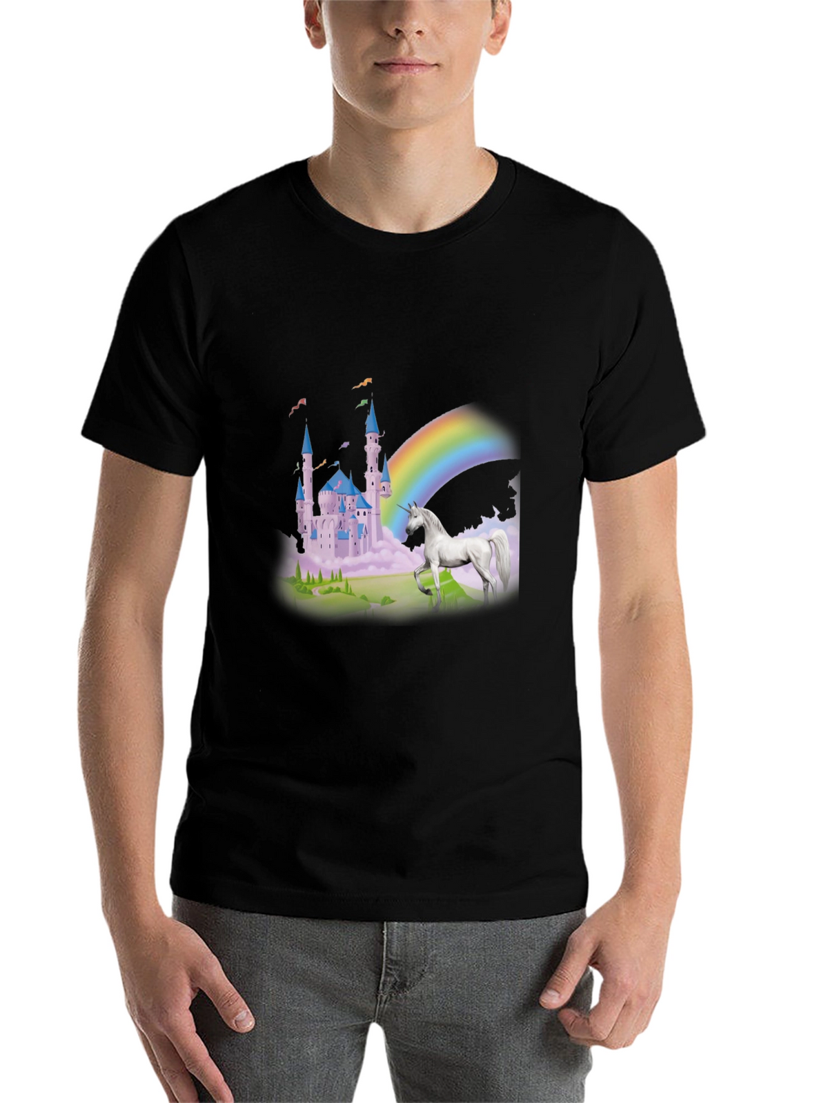 Unicorn Castle Rainbow Graphic Tee