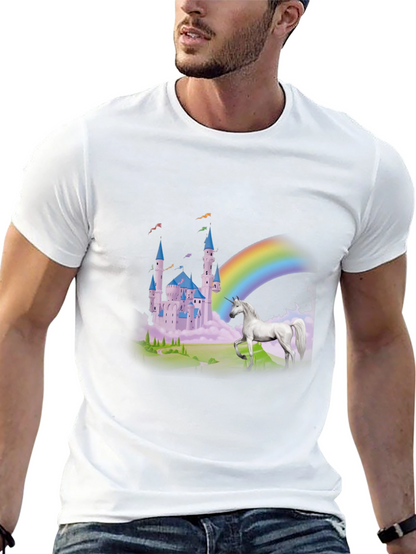 Unicorn Castle Rainbow Graphic Tee