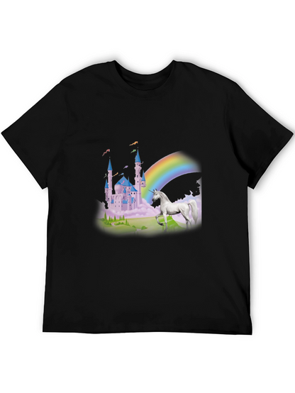 Unicorn Castle Rainbow Graphic Tee