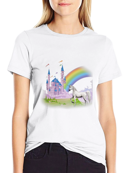 Unicorn Castle Rainbow Graphic Tee