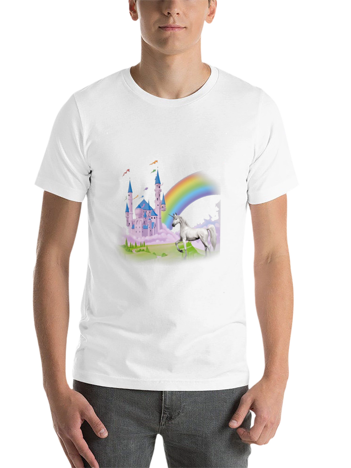 Unicorn Castle Rainbow Graphic Tee