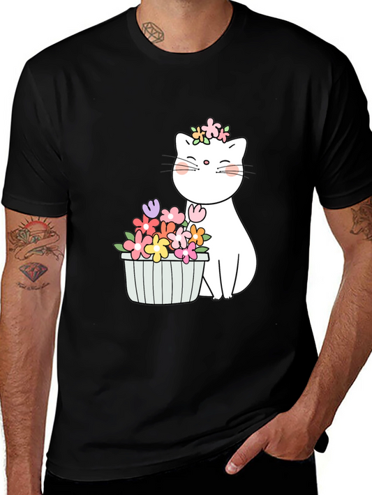 Floral Cat Graphic T-Shirt