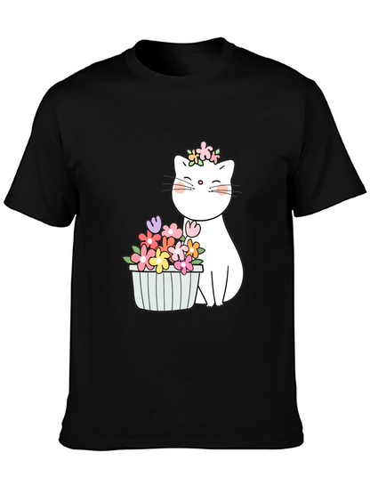Floral Cat Graphic T-Shirt