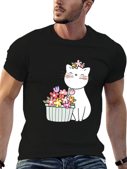 Floral Cat Graphic T-Shirt