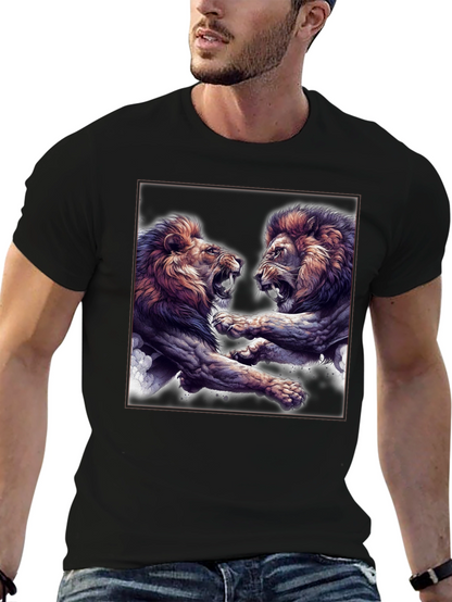 Lion Fight Graphic Black T-Shirt