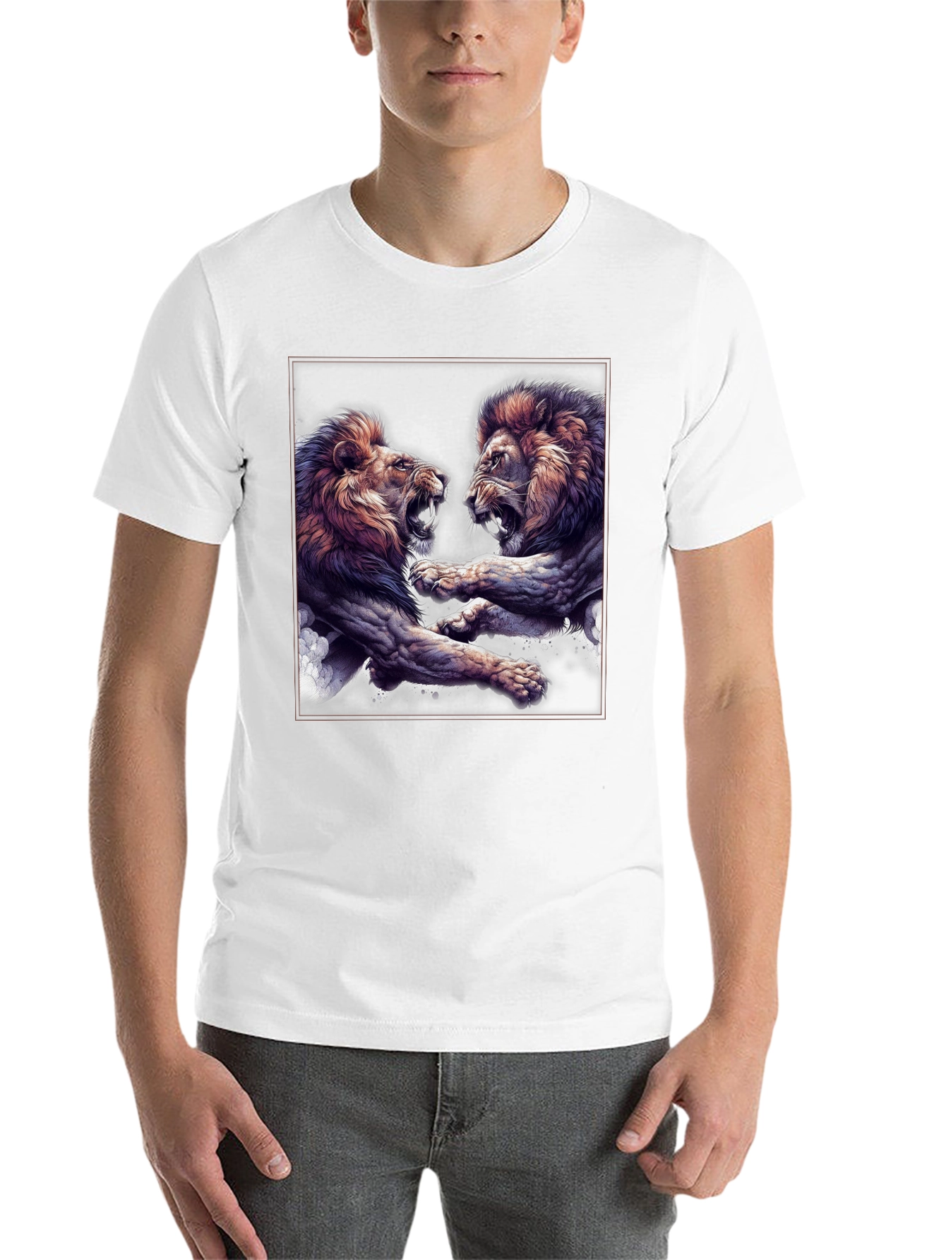Lion Fight Graphic Black T-Shirt