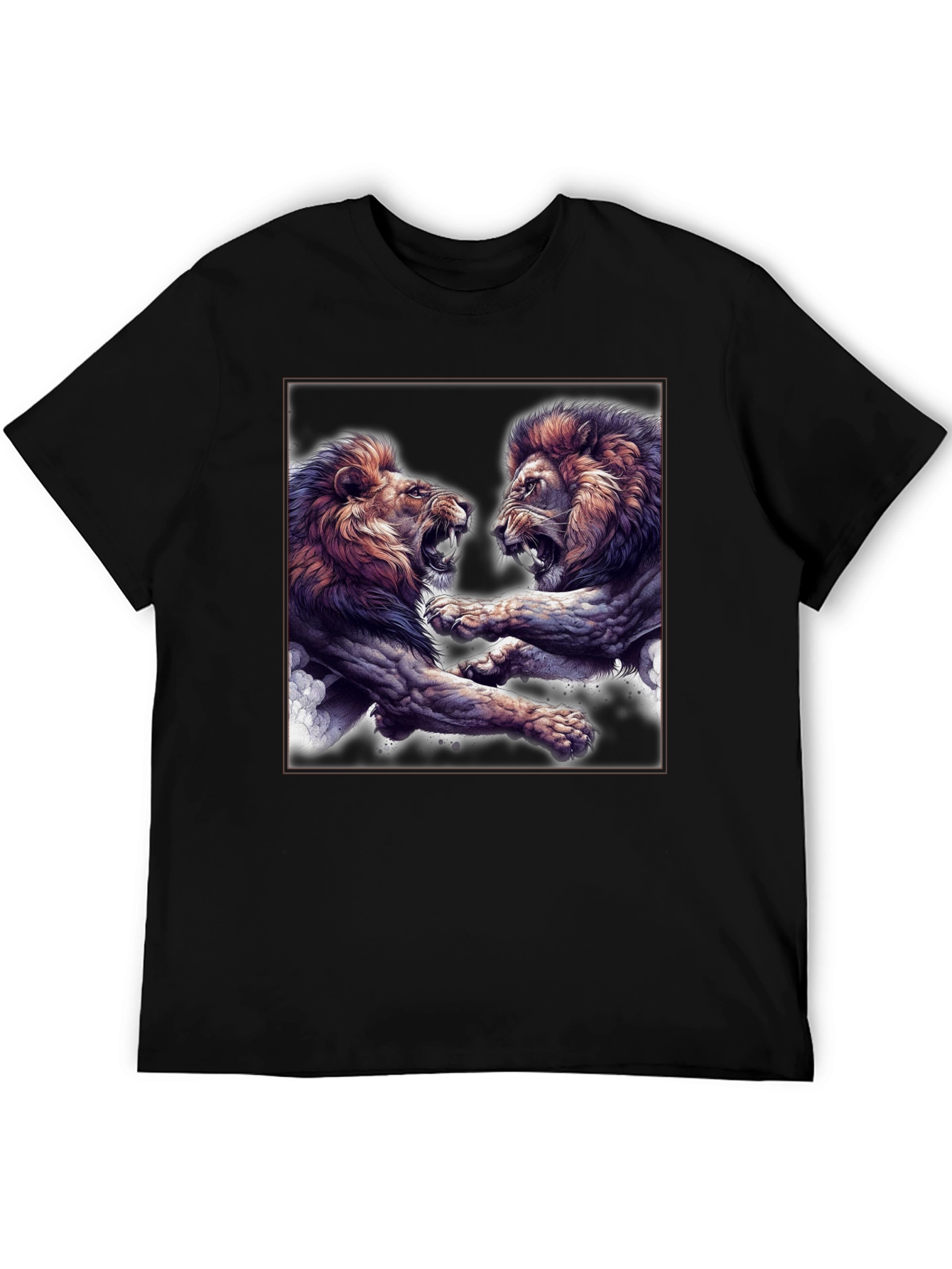 Lion Fight Graphic Black T-Shirt