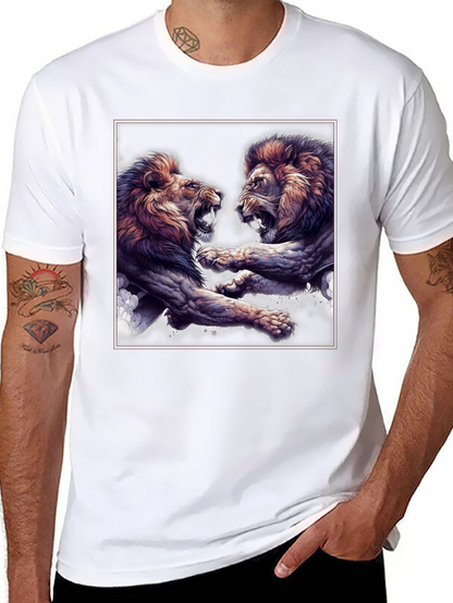 Lion Fight Graphic Black T-Shirt