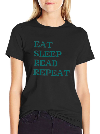 Eat Sleep Read Repeat Graphic Tee - Black