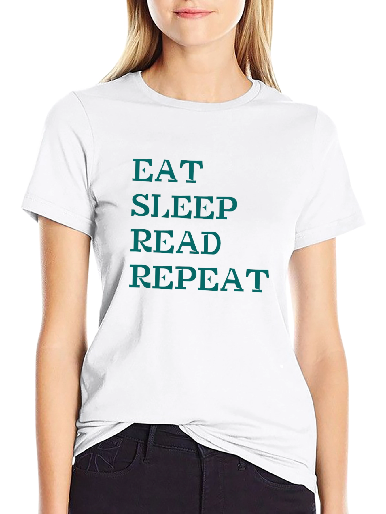 Eat Sleep Read Repeat Graphic Tee - Black