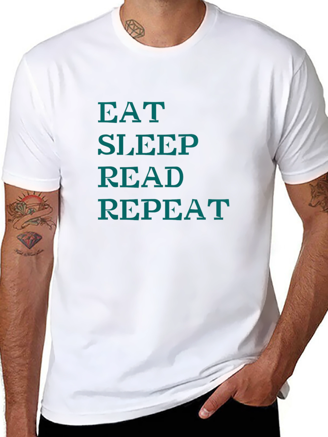 Eat Sleep Read Repeat Graphic Tee - Black
