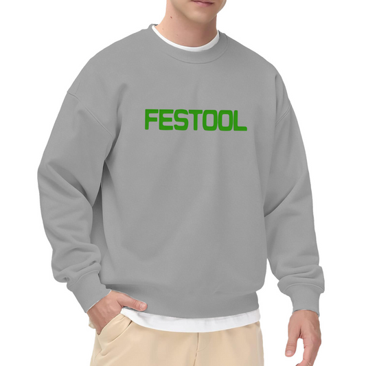 Bold Green FESTOOL Letter Grey Crewneck Sweatshirt