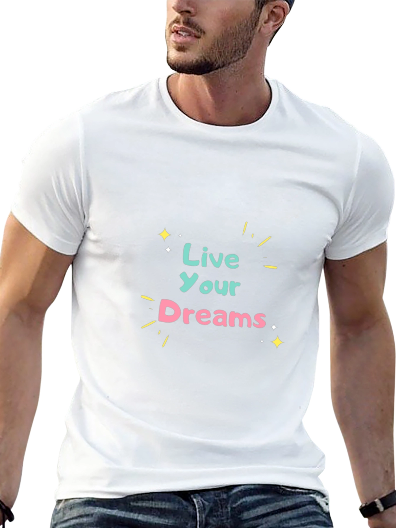 Live Your Dreams Graphic Tee - Black Cotton T-Shirt