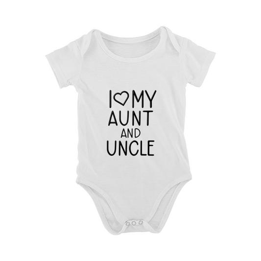 I Love My Aunt And Uncle Heart Print Family Baby Onesie