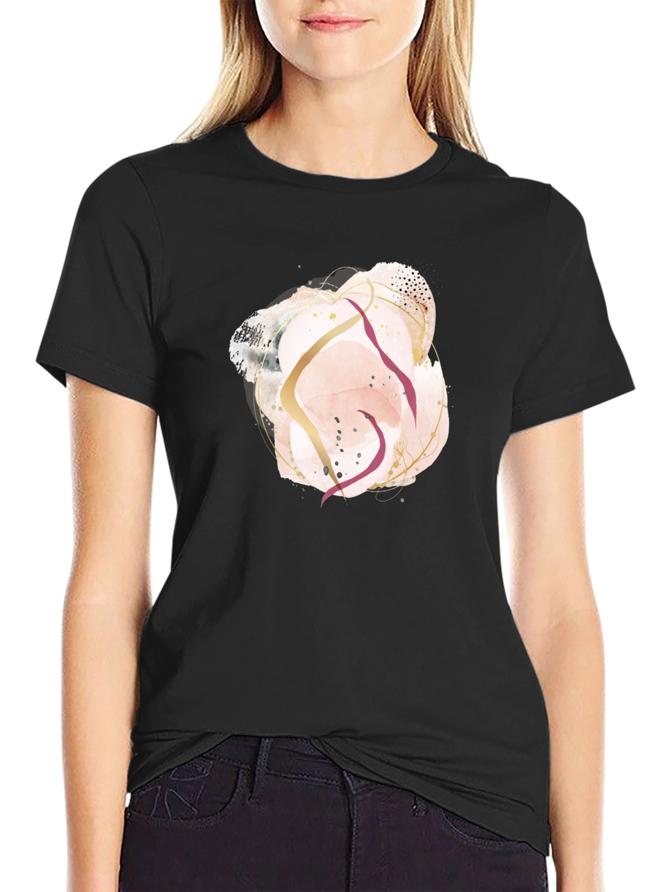 Abstract Art Graphic Tee - Black