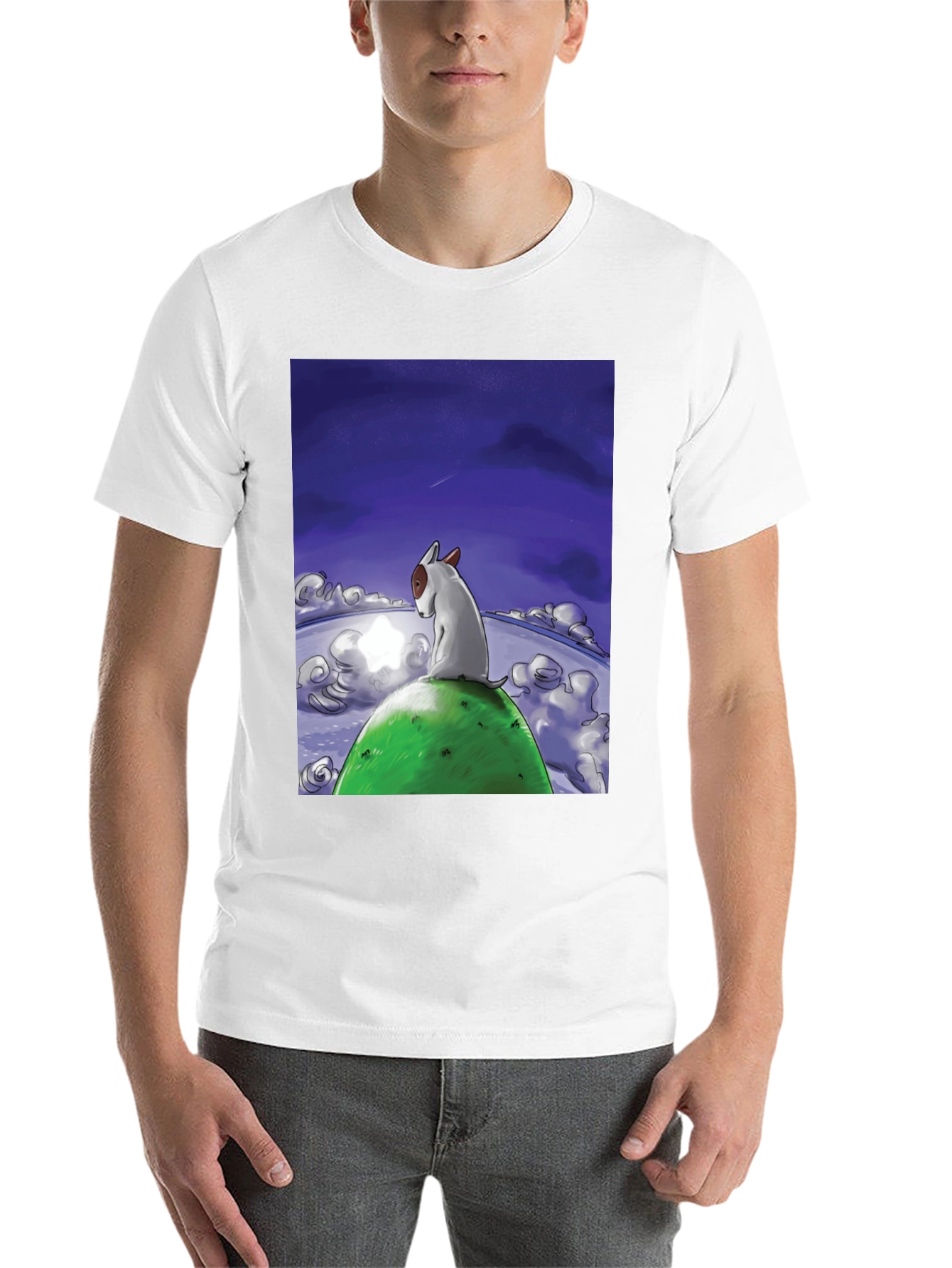Dog Stargazing Tee - Bull Terrier Graphic Print