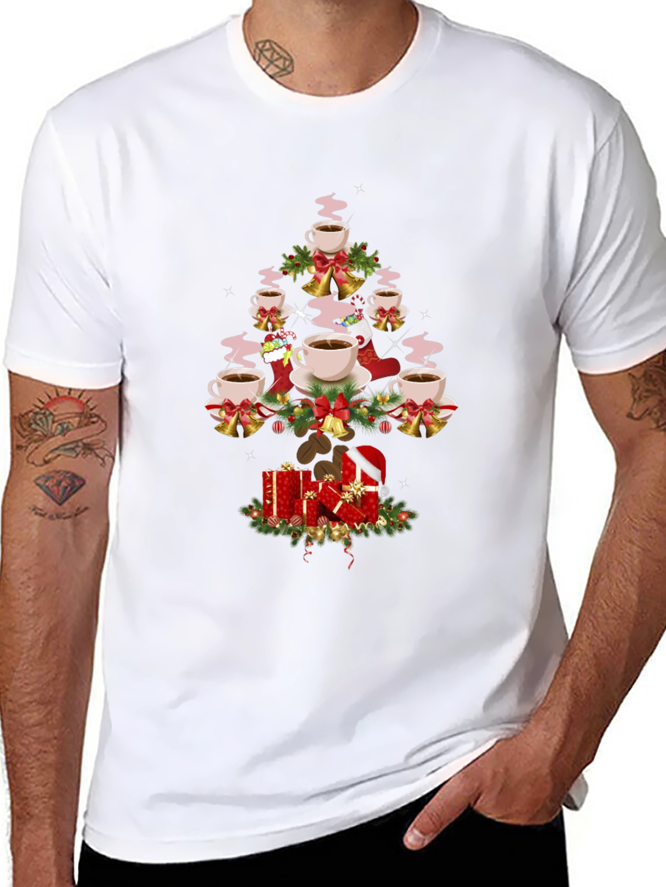 Coffee Christmas Tree Graphic T-Shirt