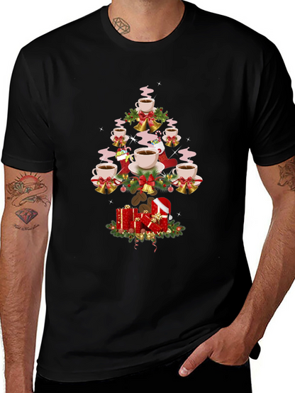 Coffee Christmas Tree Graphic T-Shirt