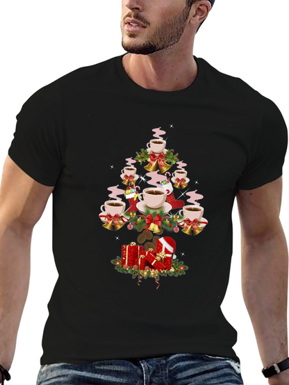 Coffee Christmas Tree Graphic T-Shirt
