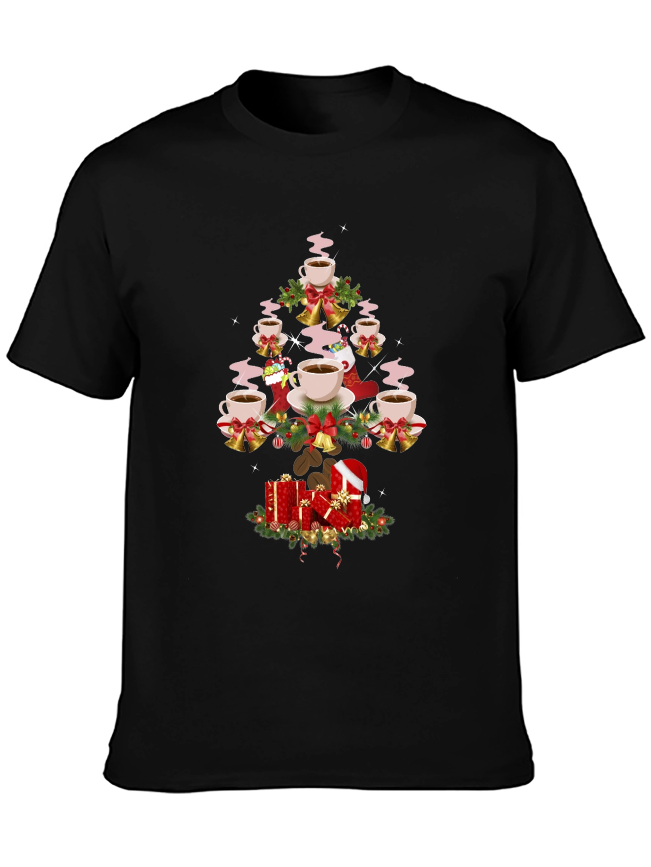 Coffee Christmas Tree Graphic T-Shirt