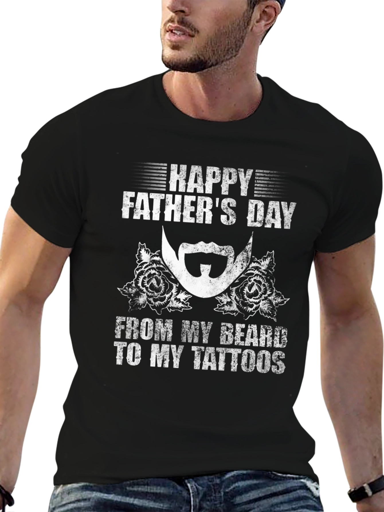 Happy Fathers Day Beard & Tattoo T-Shirt