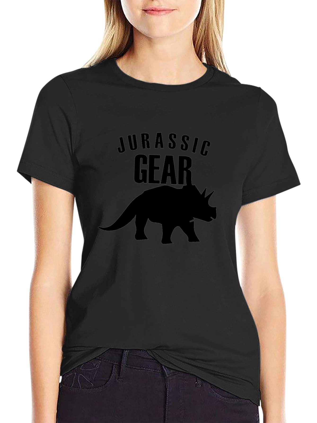Jurassic Gear Triceratops Black T-Shirt