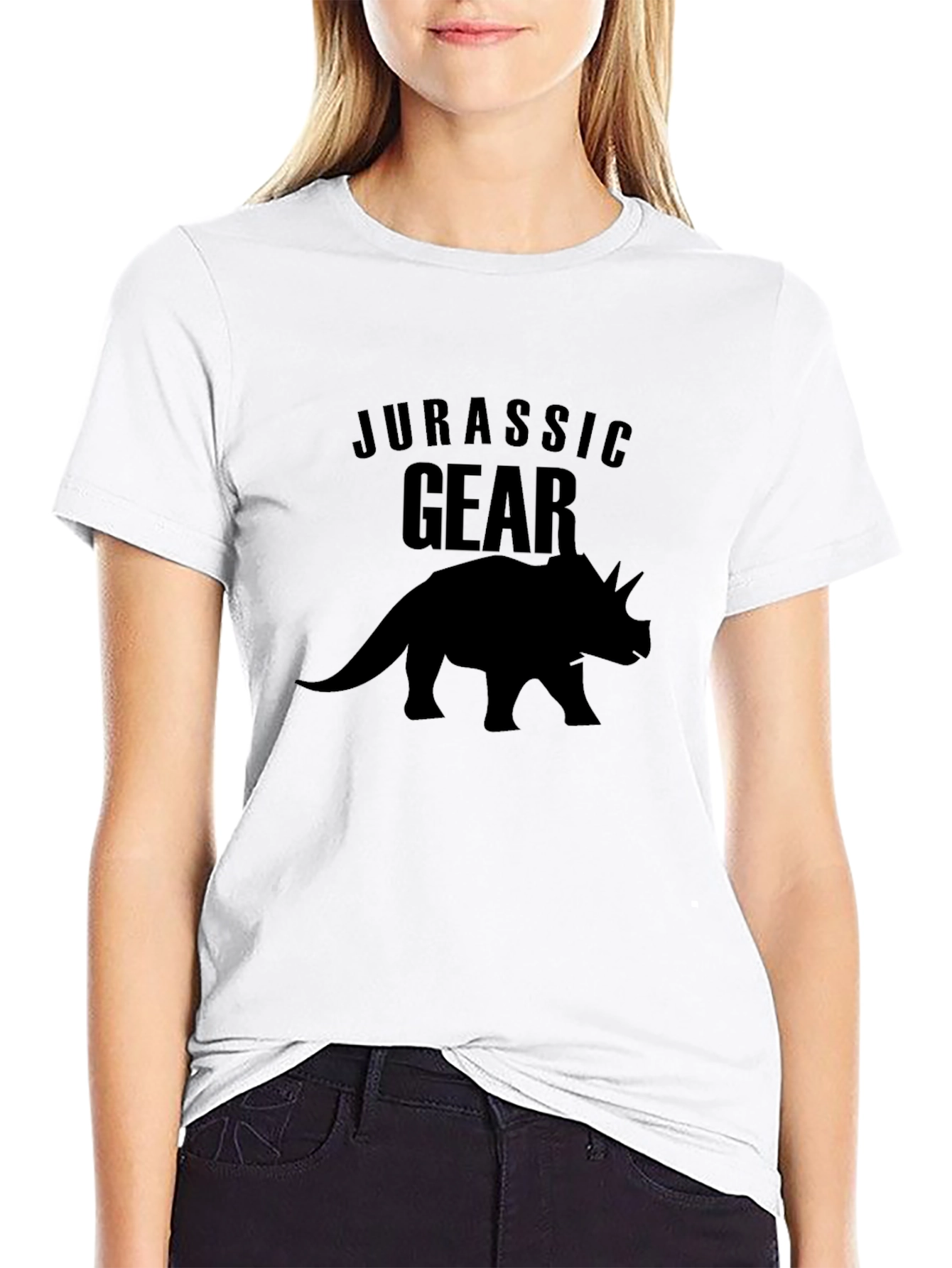 Jurassic Gear Triceratops Black T-Shirt