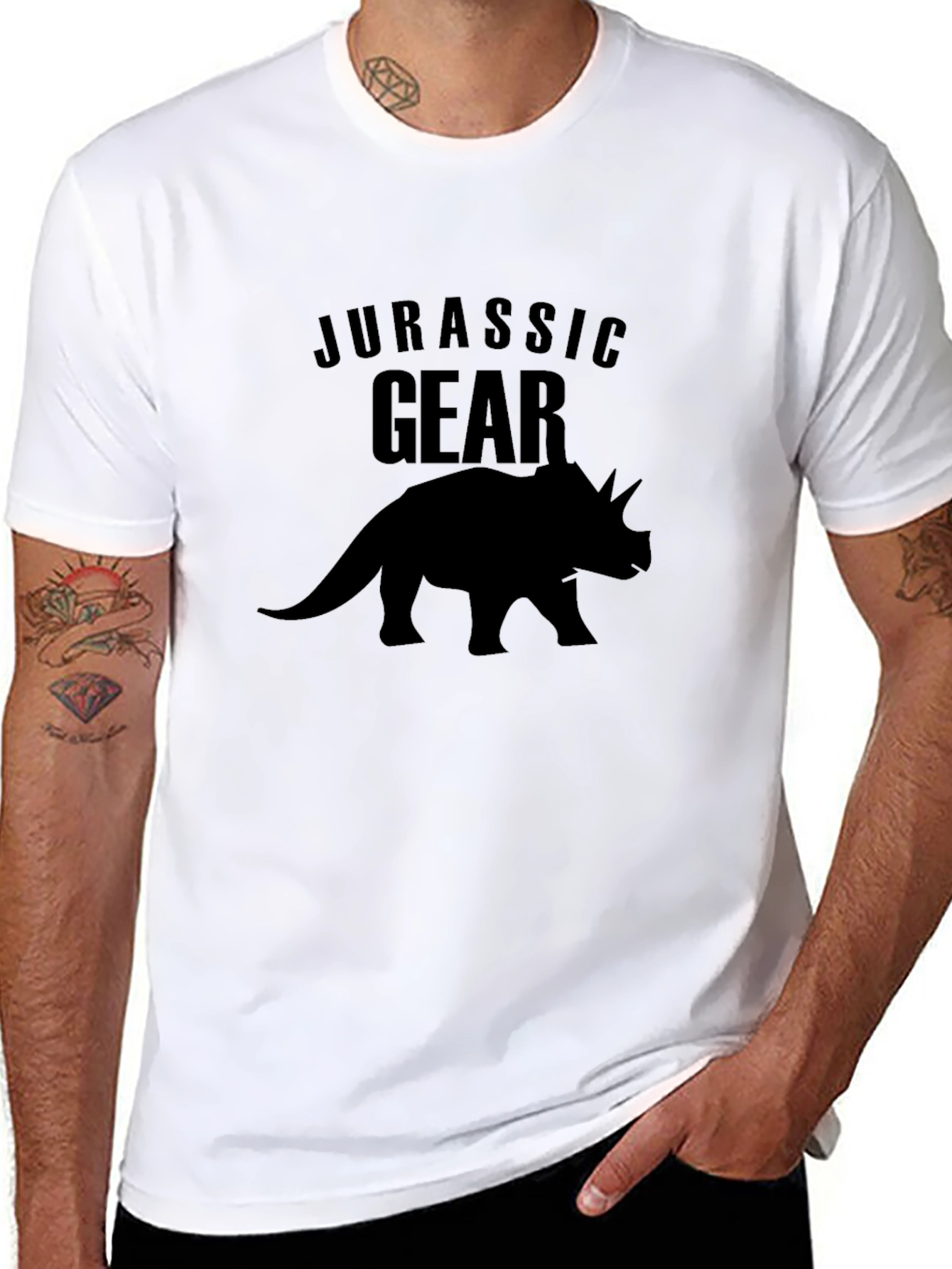 Jurassic Gear Triceratops Black T-Shirt