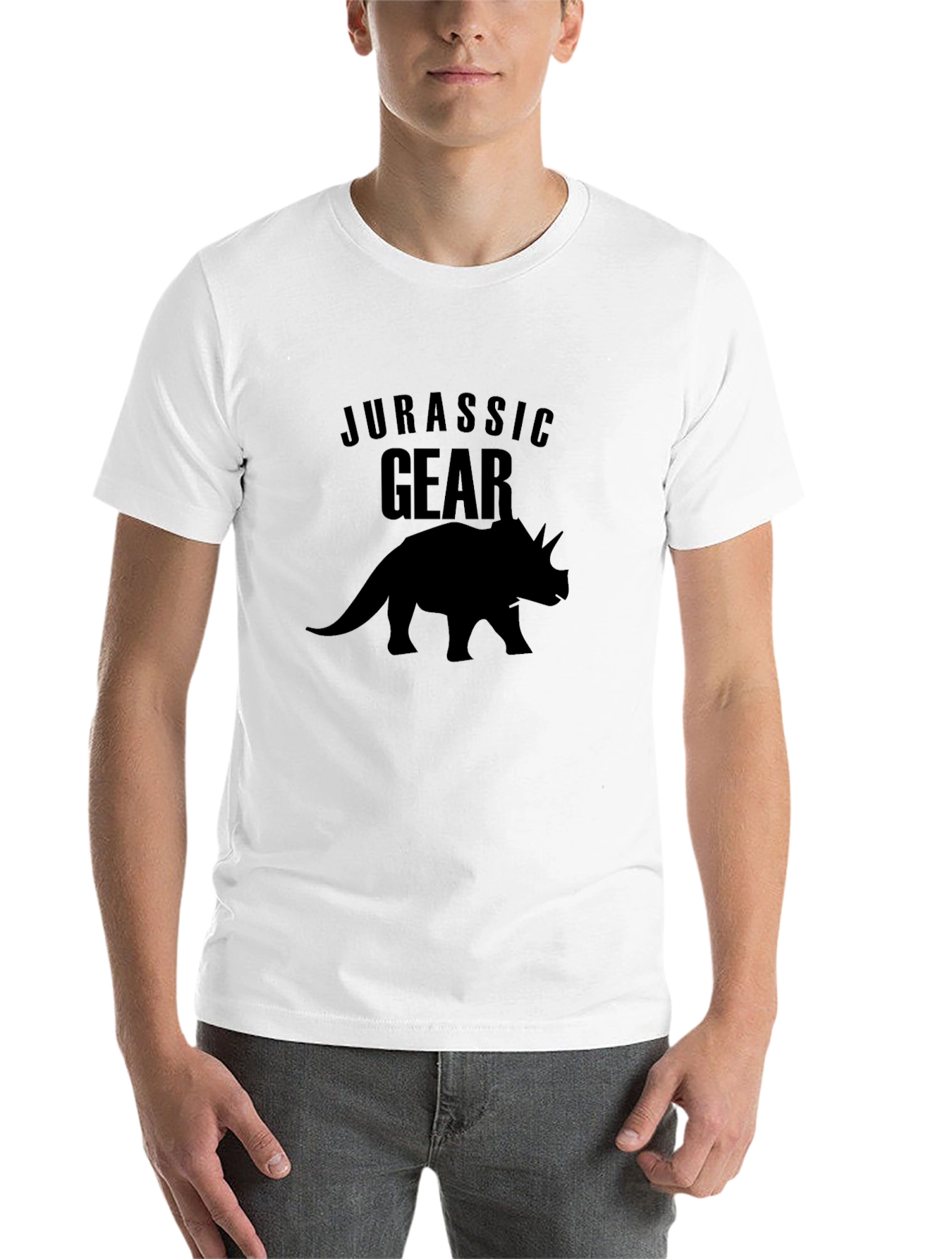 Jurassic Gear Triceratops Black T-Shirt